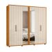Guarda-Roupa Casal com 2 Espelhos Miro 6 Portas 4 Gavetas Cinamomo e Off White
