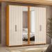 Guarda-Roupa Casal com 2 Espelhos Miro 6 Portas 4 Gavetas Cinamomo e Off White