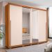 Guarda-Roupa Casal com 2 Espelhos Praticus 2 Portas 4 Gavetas Freijó e Off White