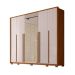 Guarda-Roupa Casal com 2 Espelhos Quintus Ripado 6 Portas 6 Gavetas Freijó e Off White