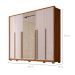 Guarda-Roupa Casal com 2 Espelhos Quintus Ripado 6 Portas 6 Gavetas Freijó e Off White