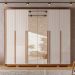 Guarda-Roupa Casal com 2 Espelhos Quintus Ripado 6 Portas 6 Gavetas Freijó e Off White