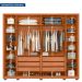 Guarda-Roupa Casal com 2 Espelhos Quintus Ripado 6 Portas 6 Gavetas Freijó e Off White