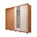 Guarda-Roupa Casal com 2 Espelhos Romanus Ripado 2 Portas 4 Gavetas Freijó e Off White