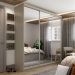 Guarda-Roupa Casal com 3 Espelhos Geneve 3 Portas 4 Gavetas Bege