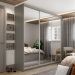Guarda-Roupa Casal com 3 Espelhos Geneve 3 Portas 4 Gavetas Cinza