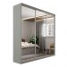 Guarda-Roupa Casal com 3 Espelhos Geneve 3 Portas 4 Gavetas Cinza
