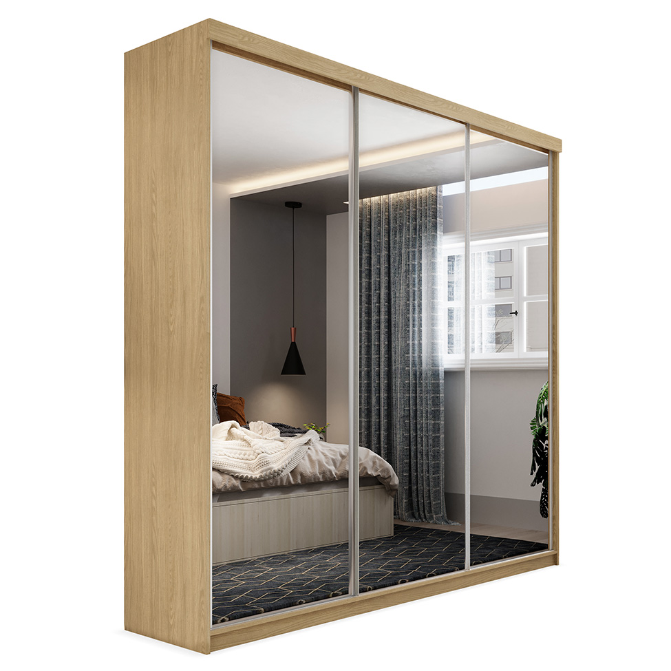 Guarda-Roupa Casal com 3 Espelhos Lugano 3 PT 4 GV Carvalho