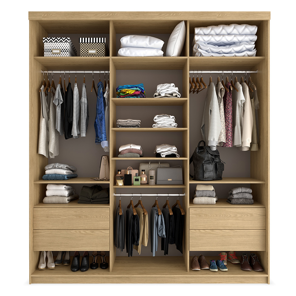 Guarda-Roupa Casal com 3 Espelhos Lugano 3 PT 4 GV Carvalho
