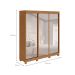 Guarda-Roupa Casal com 3 Espelhos Saion com Pés 3 Portas 3 Gavetas Off White e Amêndoa