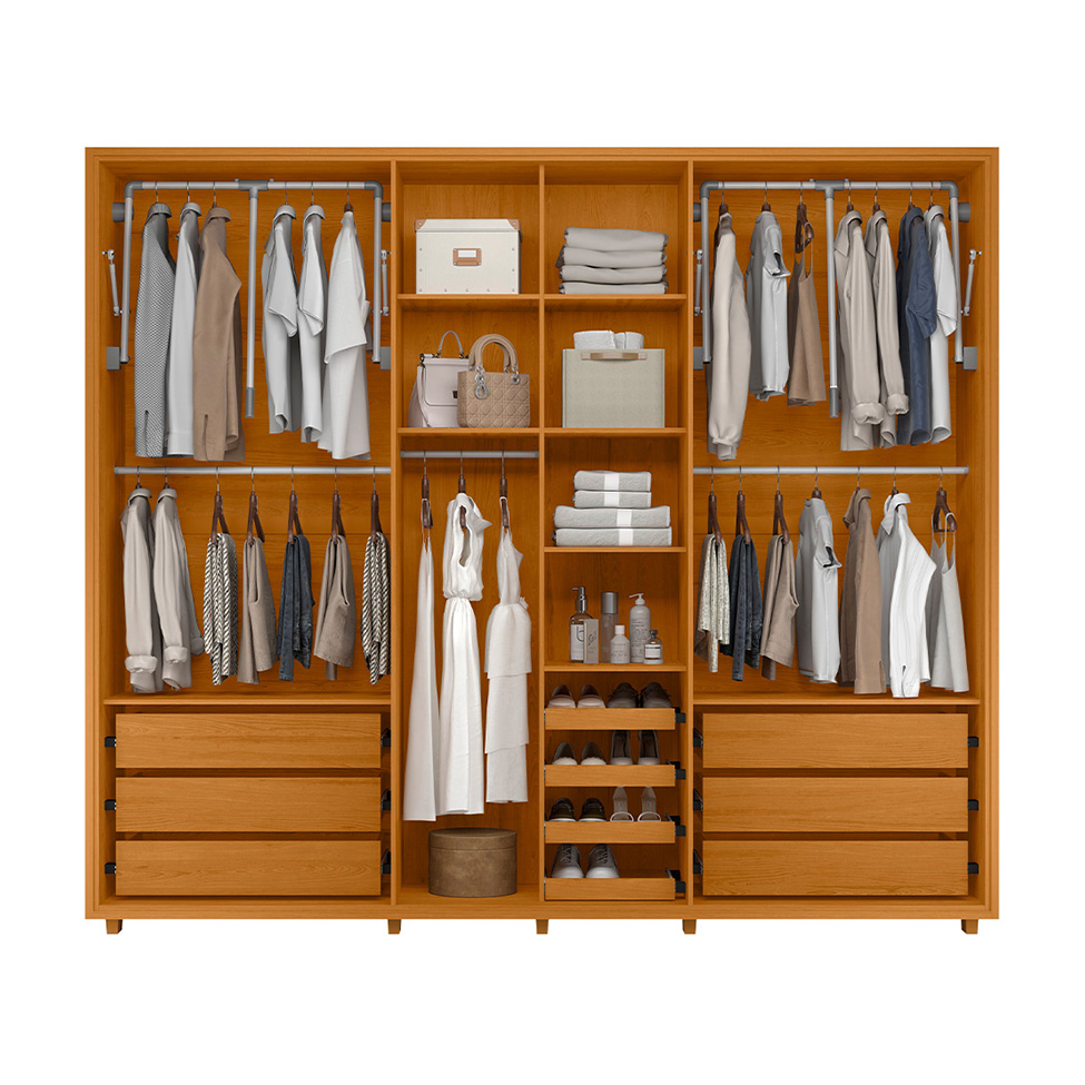 Guarda-Roupa Casal com 4 Espelhos Volpi 6 Portas 6 Gavetas Cinamomo