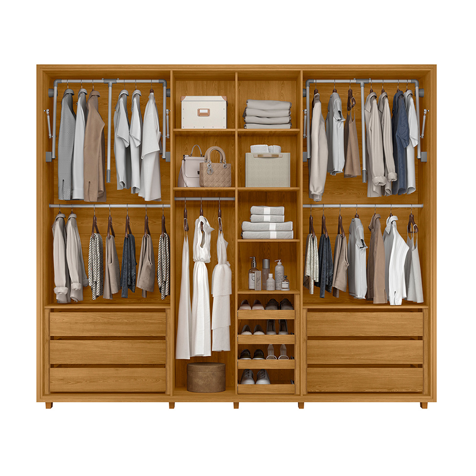 Guarda-Roupa Casal com 4 Espelhos Volpi 6 Portas 6 Gavetas Cumaru e Opala