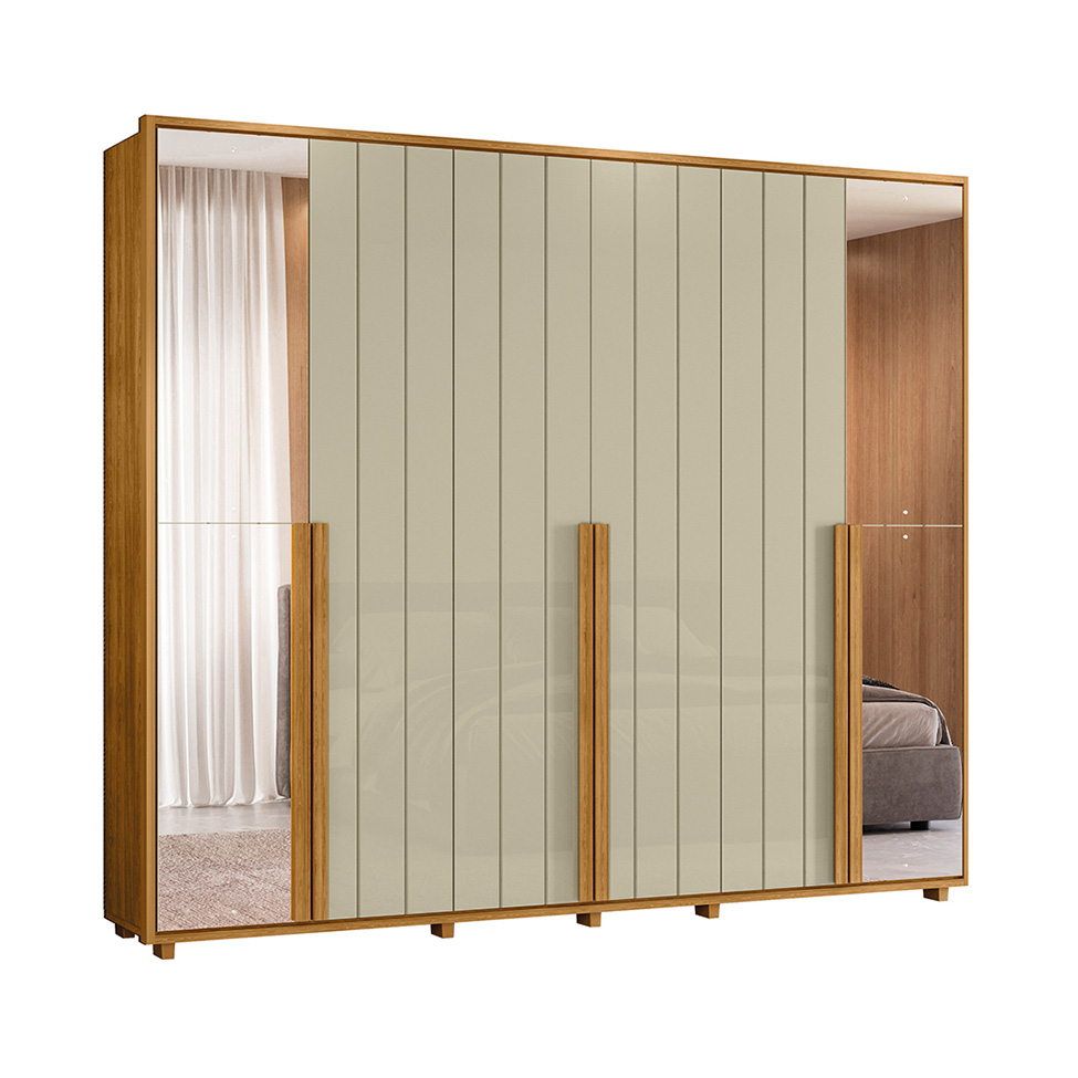 Guarda-Roupa Casal com 4 Espelhos Volpi 6 Portas 6 Gavetas Cumaru e Opala