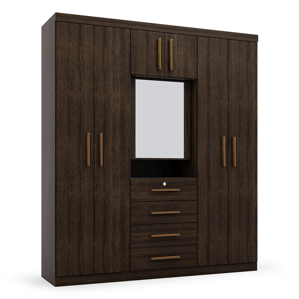 Guarda-Roupa Casal com Espelho Advantage 7 Portas 4 Gavetas Capuccino Wood