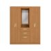 Guarda-Roupa Casal com Espelho Albi 5 Portas 2 Gavetas Canela