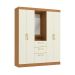 Guarda-Roupa Casal com Espelho Albi 5 Portas 2 Gavetas Canela e Off White