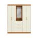 Guarda-Roupa Casal com Espelho Albi 5 Portas 2 Gavetas Canela e Off White