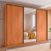 Guarda-Roupa Casal com Espelho Amara Flex 3 Portas 6 Gavetas Freijó e Preto