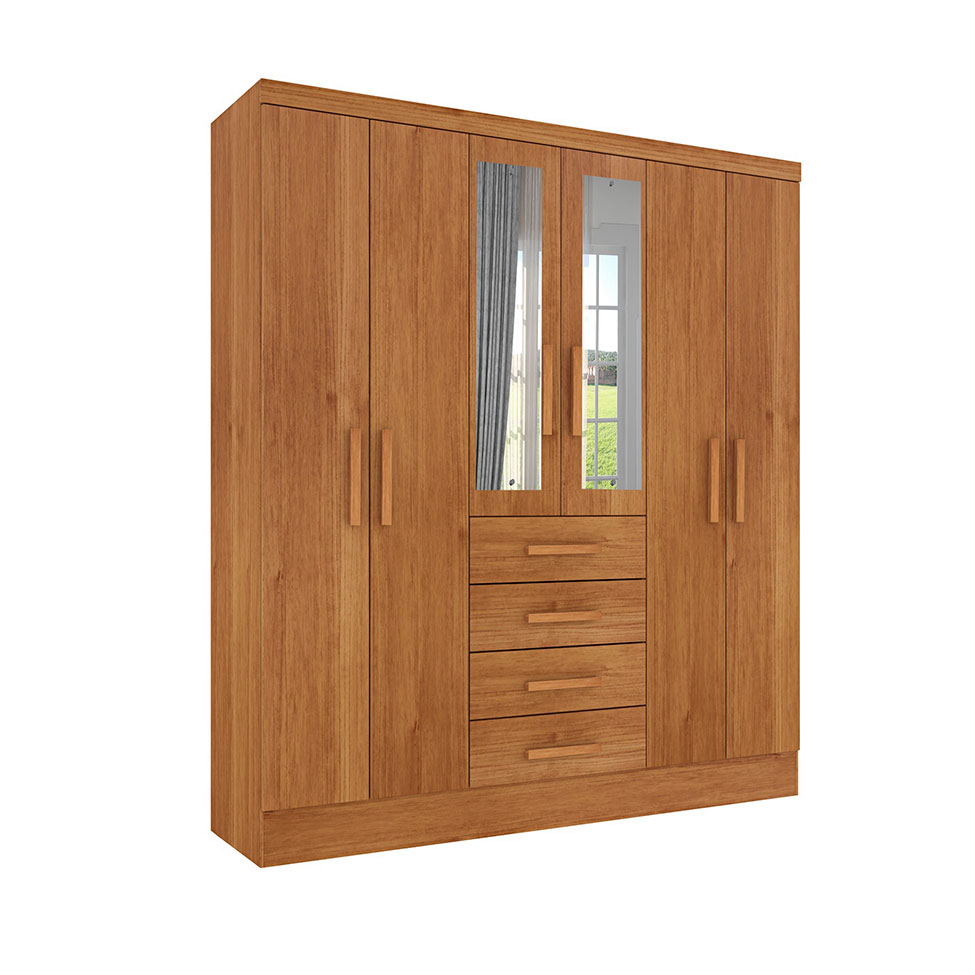 Guarda-Roupa Casal com Espelho Arizona 6 PT 4 GV Cinamomo