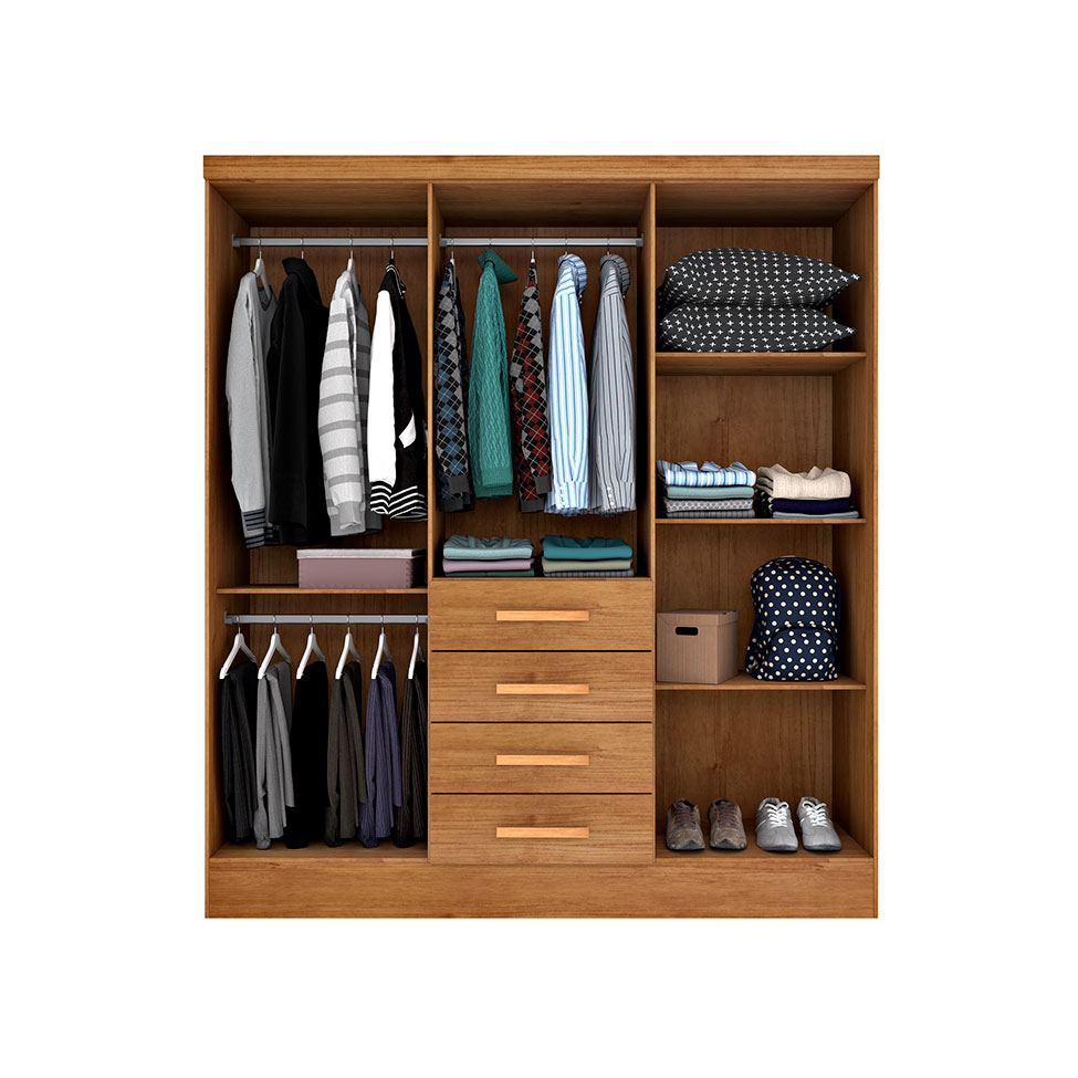 Guarda-Roupa Casal com Espelho Arizona 6 PT 4 GV Cinamomo