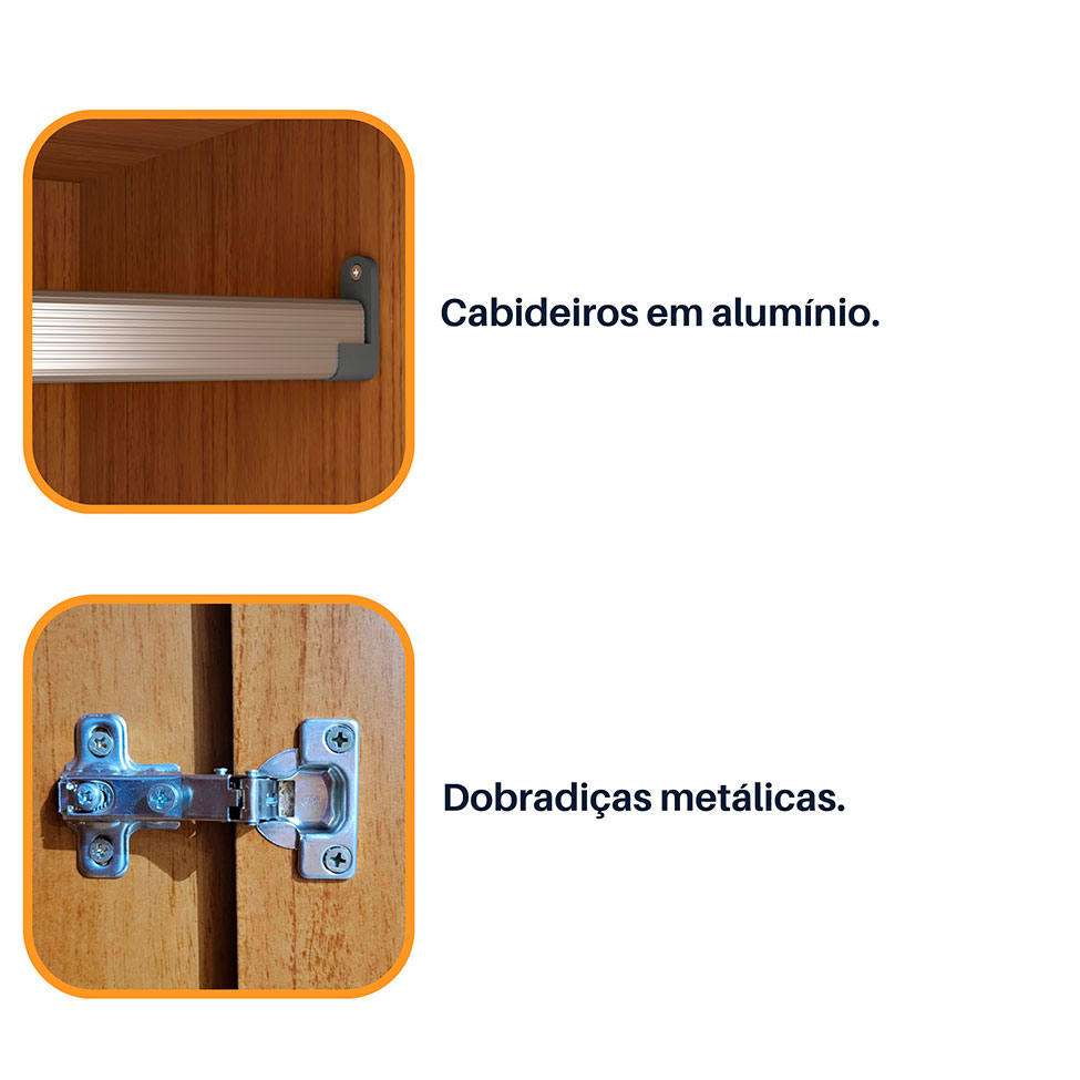 Guarda-Roupa Casal com Espelho Arizona 6 PT 4 GV Cinamomo