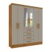 Guarda-Roupa Casal com Espelho Arizona 6 Portas 4 Gavetas Cinamomo e Off White