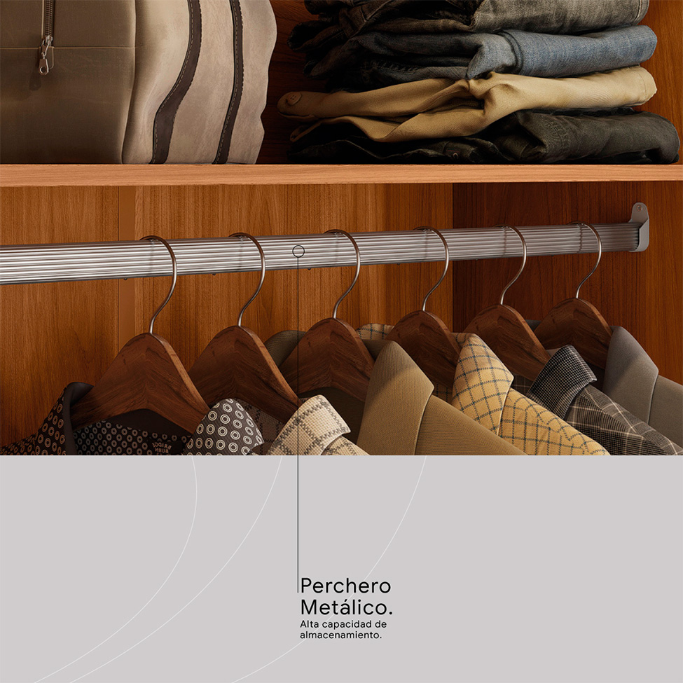 Guarda-Roupa Casal com Espelho Atrice com Detalhe Ripado 6 Portas 6 Gavetas Nogueira