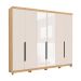 Guarda-Roupa Casal com Espelho Barcelona 6 Portas 4 Gavetas Carvalho e Off White