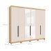 Guarda-Roupa Casal com Espelho Barcelona 6 Portas 4 Gavetas Carvalho e Off White