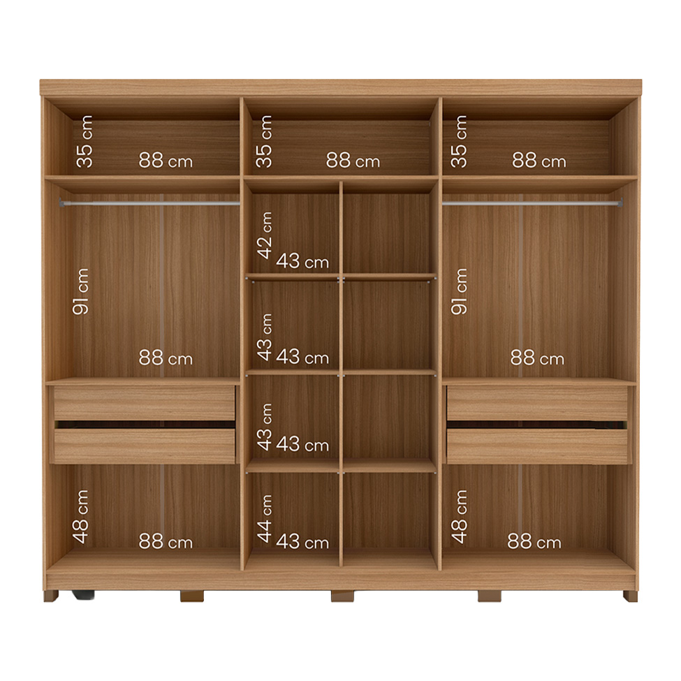 Guarda-Roupa Casal com Espelho Barcelona 6 Portas 4 Gavetas Carvalho e Off White