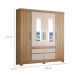 Guarda-Roupa Casal com Espelho Bilbao 4 Portas 4 Gavetas Amêndola e Off White