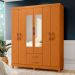 Guarda-Roupa Casal com Espelho Âmbar 6 Portas 2 Gavetas Cinamomo