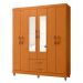 Guarda-Roupa Casal com Espelho Âmbar 6 Portas 2 Gavetas Cinamomo