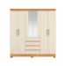 Guarda-Roupa Casal com Espelho Ópera 6 Portas 4 Gavetas Cinamomo e Off White