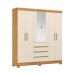 Guarda-Roupa Casal com Espelho Ópera 6 Portas 4 Gavetas Cinamomo e Off White
