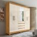 Guarda-Roupa Casal com Espelho Ópera 6 Portas 4 Gavetas Cinamomo e Off White