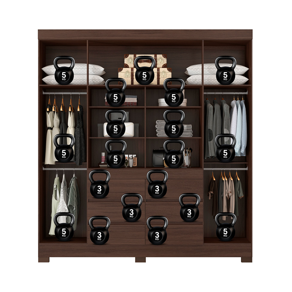 Guarda-Roupa Casal com Espelho Cadis 4 Portas 6 Gavetas Café