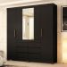 Guarda-Roupa Casal com Espelho Cadis 6 Portas 6 Gavetas Preto Prime e Amêndola