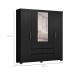 Guarda-Roupa Casal com Espelho Cadis 6 Portas 6 Gavetas Preto Prime e Amêndola
