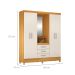 Guarda-Roupa Casal com Espelho Capelinha Pérsia 4 Portas 3 Gavetas Cinamon e Off White