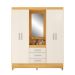 Guarda-Roupa Casal com Espelho Capelinha Pérsia 4 Portas 3 Gavetas Cinamon e Off White