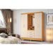 Guarda-Roupa Casal com Espelho Capelinha Pérsia 4 Portas 3 Gavetas Cinamon e Off White