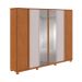 Guarda-Roupa Casal com Espelho Casal Ollie com Pés 6 Portas 6 Gavetas Amêndoa e Off White