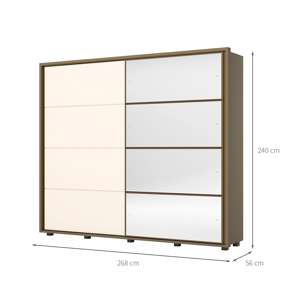 Guarda-Roupa Casal com Espelho Cavic 100% MDF 2 Portas 6 Gavetas Duna e Off White