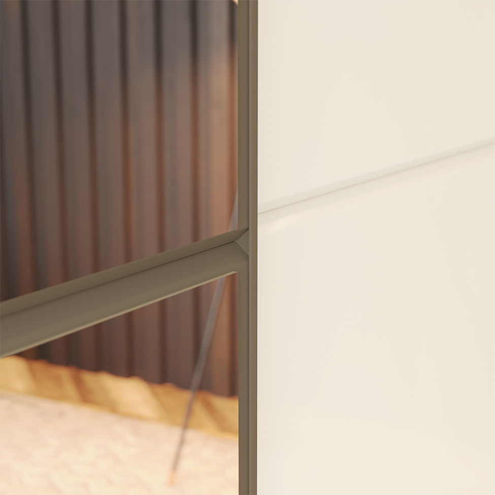Guarda-Roupa Casal com Espelho Cavic 100% MDF 2 Portas 6 Gavetas Duna e Off White