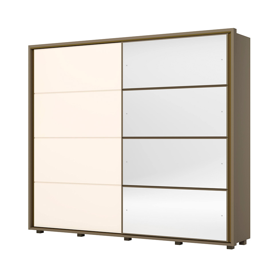 Guarda-Roupa Casal com Espelho Cavic 100% MDF 2 Portas 6 Gavetas Duna e Off White