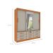 Guarda-Roupa Casal com Espelho Chicago 3 Portas 9 Gavetas Cinamomo e Off White