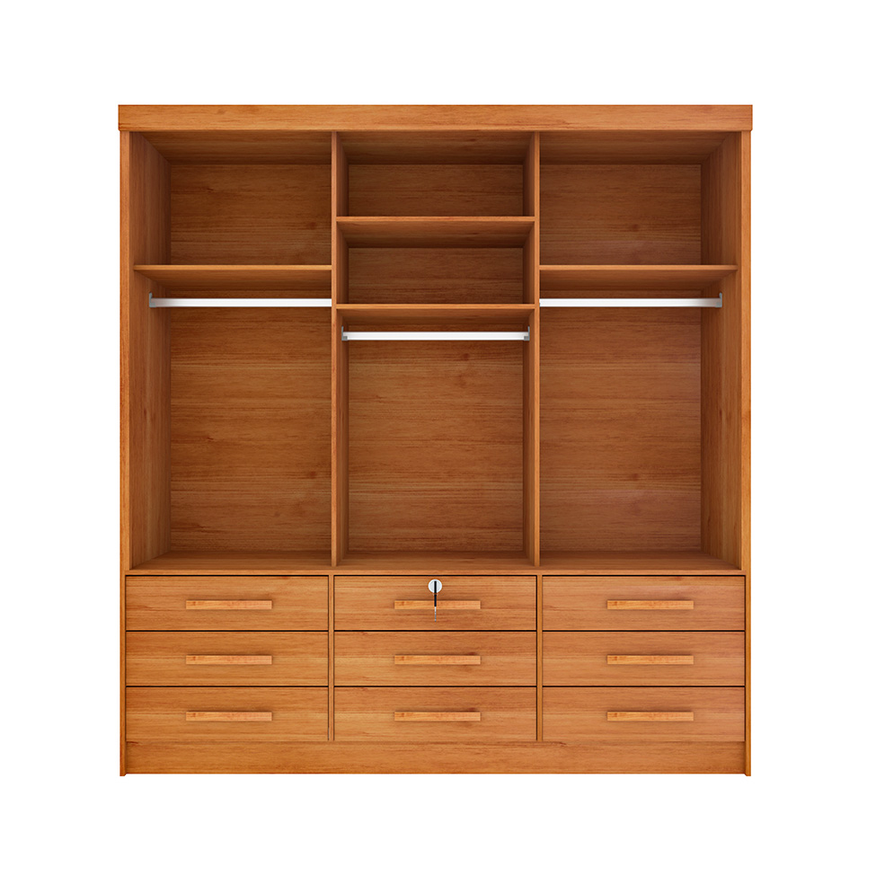 Guarda-Roupa Casal com Espelho Chicago I 3 Portas 9 Gavetas Cinamomo