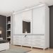 Guarda-Roupa Casal com Espelho Chicago I 3 Portas 9 Gavetas Neve
