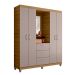 Guarda-Roupa Casal com Espelho ClaPortason 4 Portas 3 Gavetas Mel e Cacau